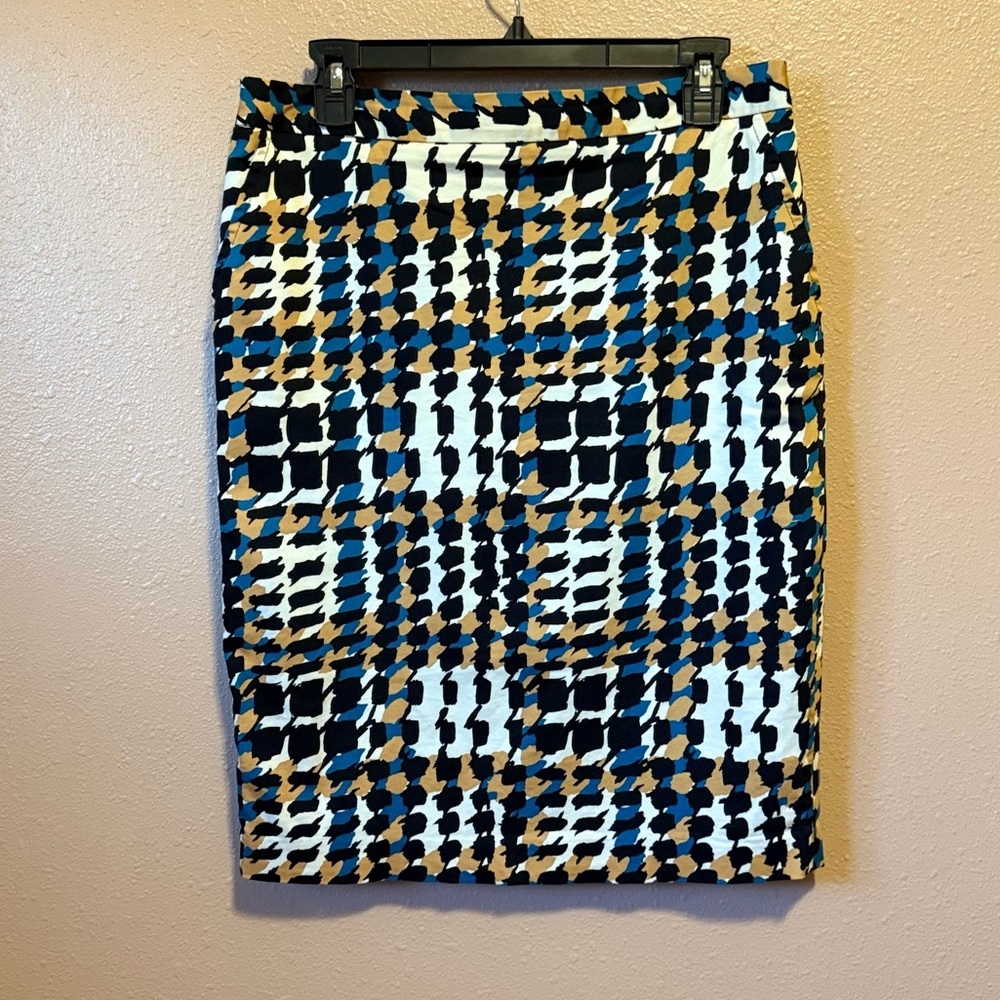 Charter Club Blue and White Geometric Pencil Skirt